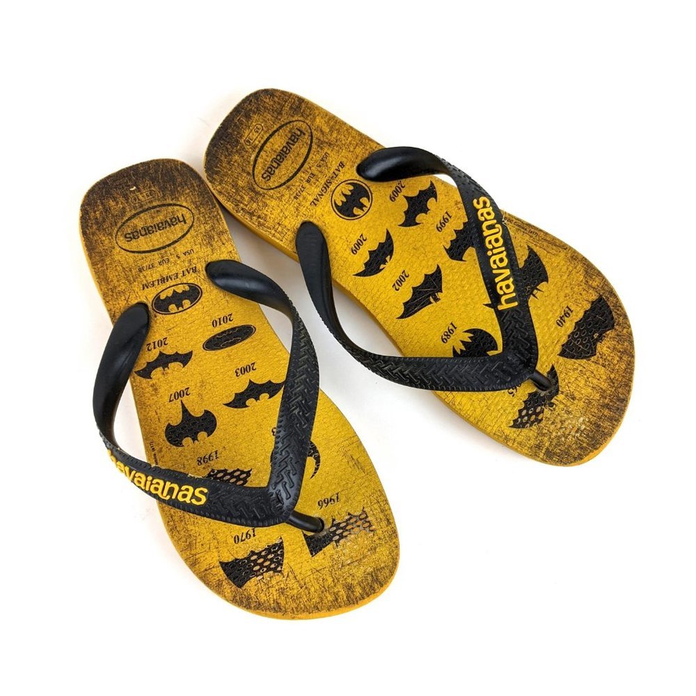 Havaianas Batman Flip Flops, Yellow & Black, Size 5